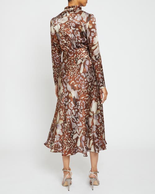 Santorelli Irina Abstract-print Midi Shirtdress In Hickory Multi