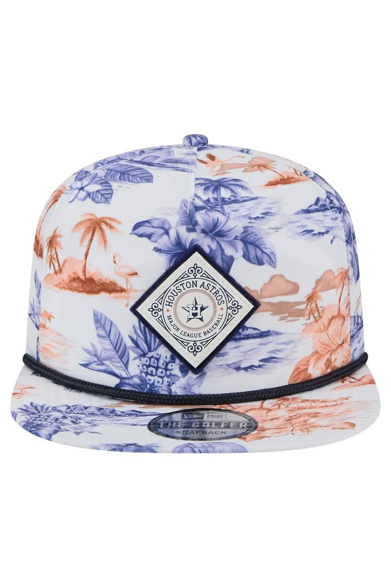 Men's New Era White Houston Astros Printed Island Golfer Snapback Hat, Alternate, color, White