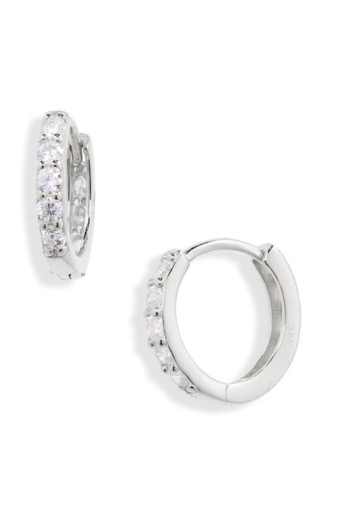 Cubic Zirconia Huggie Hoop Earrings