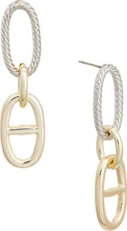 Juvell Two-Tone Mariner Link Drop Earrings