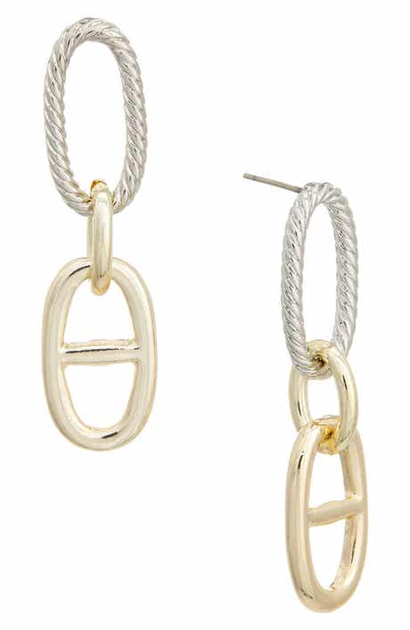 Juvell Two-Tone Mariner Link Drop Earrings