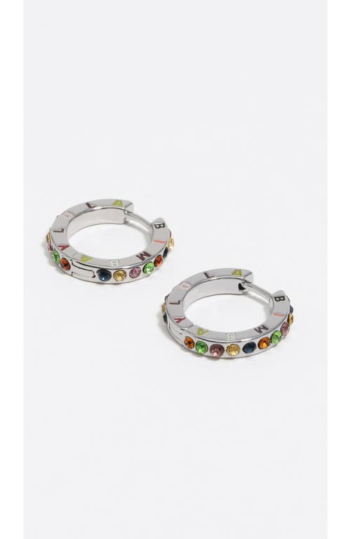 Bimba Y Lola Multicolored Crystals Logo Hoop Earrings In Metallic