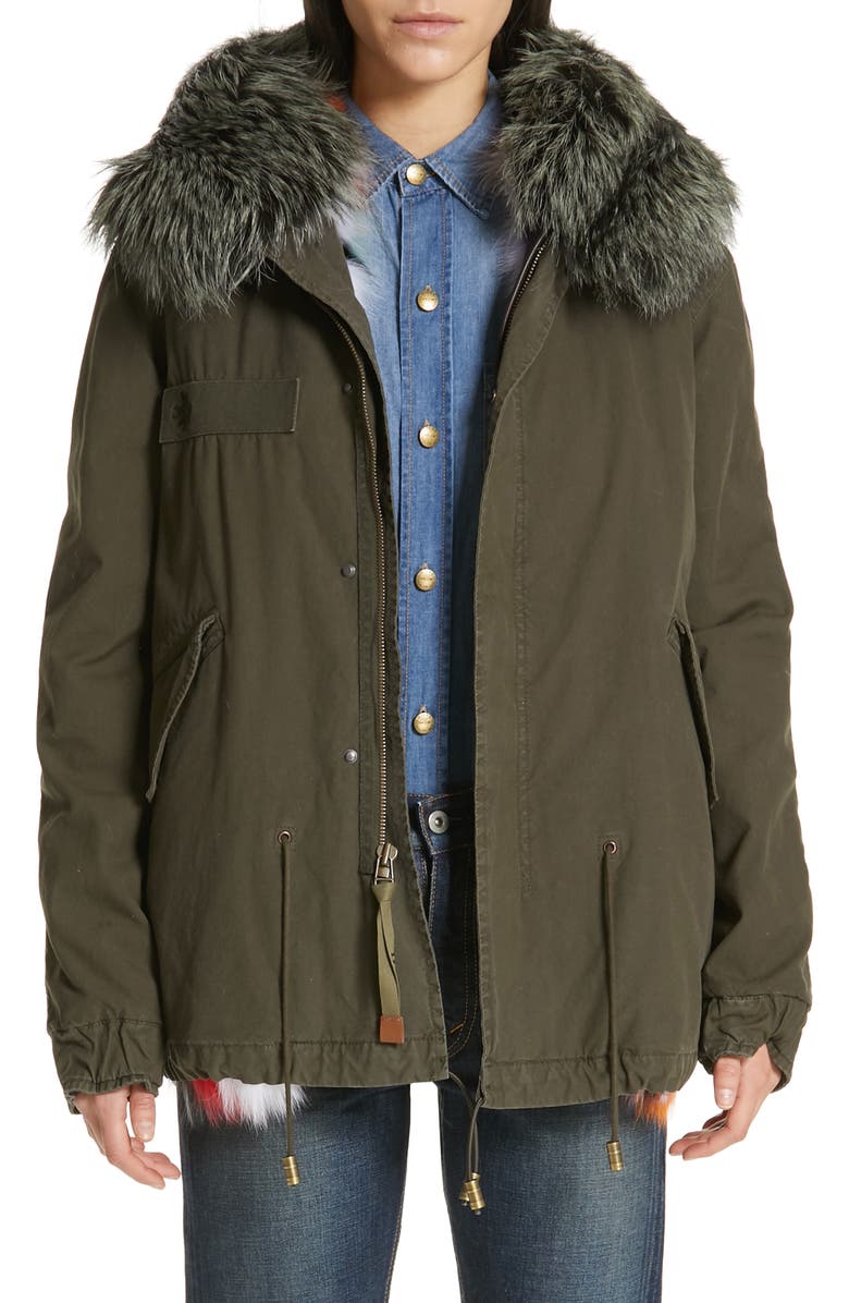 Mr & Mrs Italy Genuine Fox Fur Trim Parka, Main, color, 