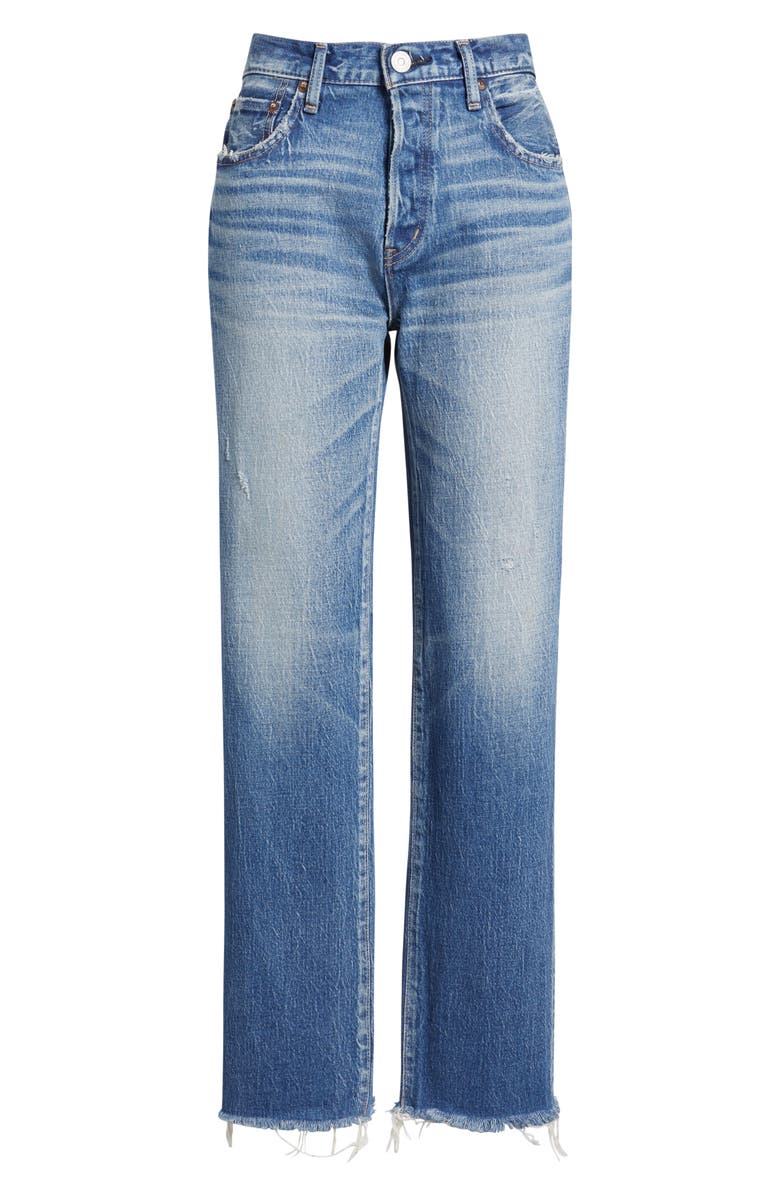 MOUSSY VINTAGE Rutherford Distressed Raw Hem Straight Leg Jeans, Alternate, color, Blue