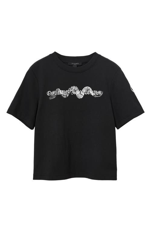 Allsaints Womens Black Lisa Vena Graphic-print Short-sleeve Cotton T-shirt In Black