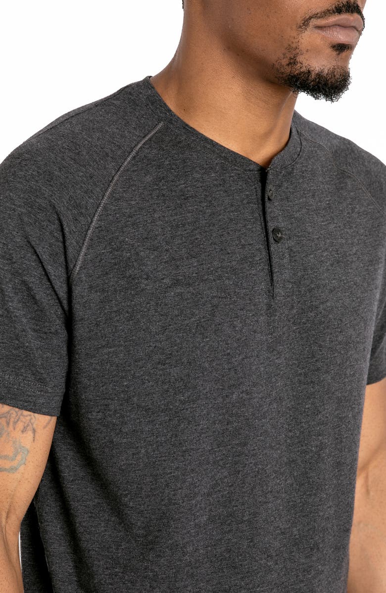 Public Rec Go-To Short Sleeve Performance Henley, Alternate, color, Heather Charcoal
