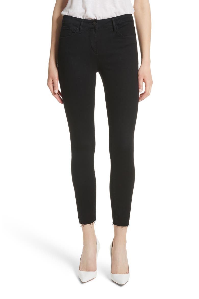 W2 Crop Skinny Jeans, Main, color, BLACK TEAR