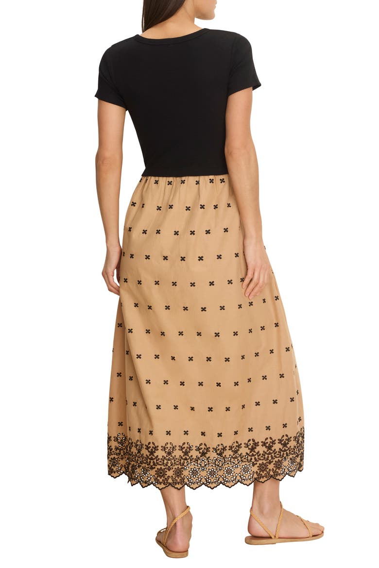Hazel Mixed Media Embroidered Cotton Blend Dress, Alternate, color, NEUTRAL MULTI