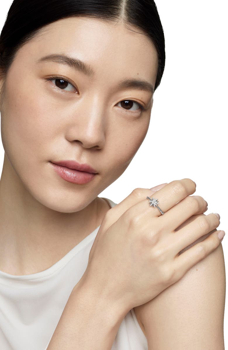 David Yurman Starburst Collection Petite Diamond Ring, 10mm, Alternate, color, Silver/ Diamond