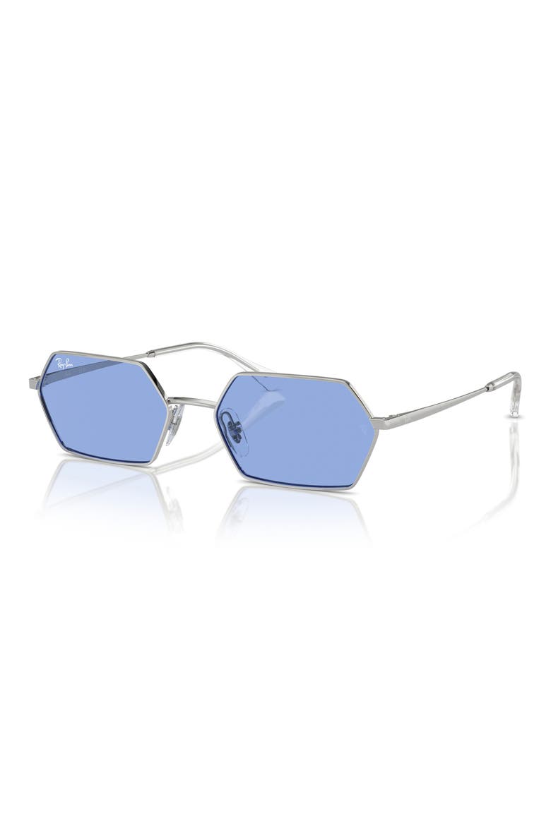 55mm Frameless Rectangle Sunglasses, Alternate, color, SILVER