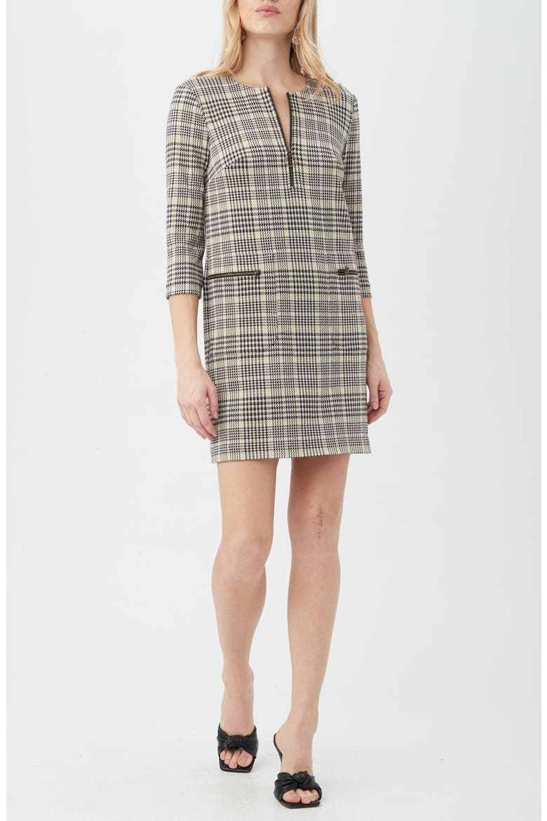 Venda Plaid Three-Quarter Sleeve Shift Dress, Main, color, MULTI