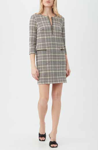 Trina Turk Venda Plaid Three-Quarter Sleeve Shift Dress