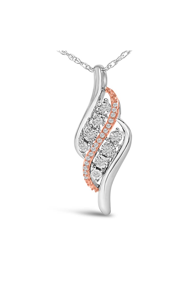 Haus of Brilliance 14k Rose Gold Plated Sterling Silver 1/10 Cttw Diamond Swirl Pendant Necklace, Main, color, White Gold Over Silver