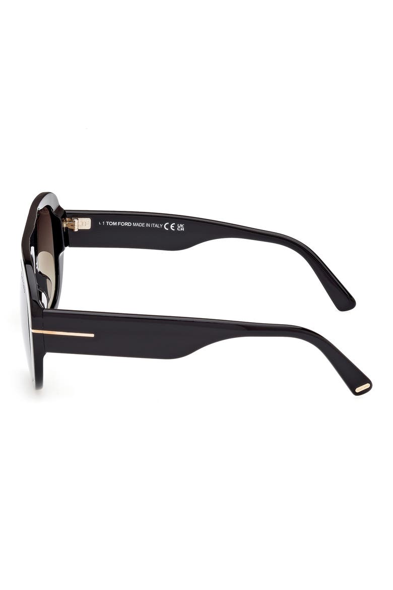 Cecil 55mm Pilot Sunglasses, Alternate, color, SHINY BLACK / BROWN MIRROR
