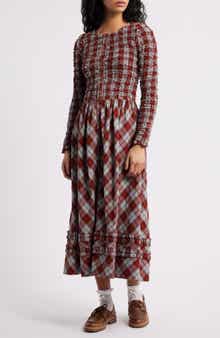 Damson Madder Posey Cardi Long Sleeve Organic Cotton Midi Dress