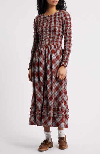 Damson Madder Posey Cardi Long Sleeve Organic Cotton Midi Dress