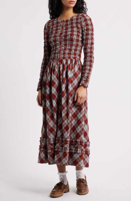 Damson Madder Posey Cardi Long Sleeve Organic Cotton Midi Dress