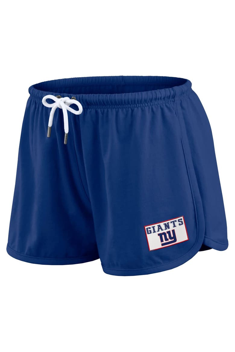 Women's WEAR by Erin Andrews Royal New York Giants Heavy Rugby Jersey Long Sleeve T-Shirt & Shorts Lounge Set, Alternate, color, Royal