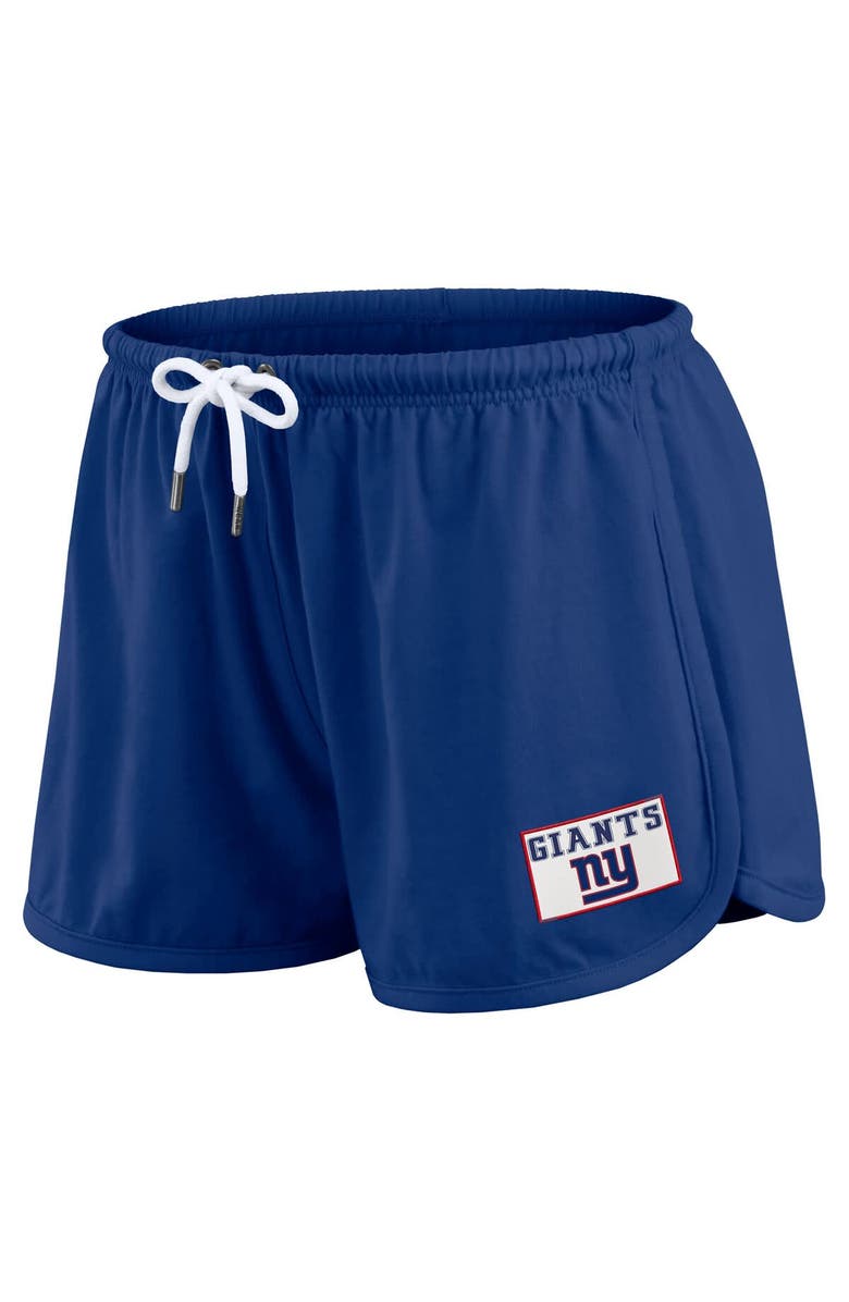 WEAR by Erin Andrews Women's WEAR by Erin Andrews Royal New York Giants Heavy Rugby Jersey Long Sleeve T-Shirt & Shorts Lounge Set, Alternate, color, Royal