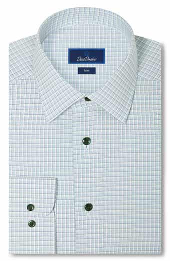 Trim Fit Shadow Check Cotton Dress Shirt