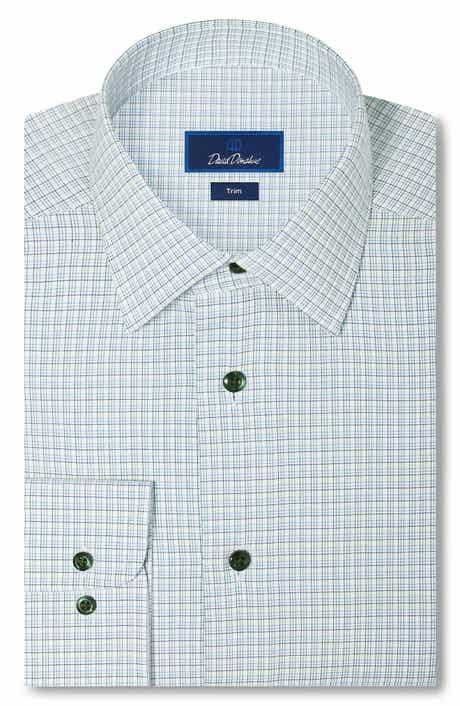 Trim Fit Shadow Check Cotton Dress Shirt