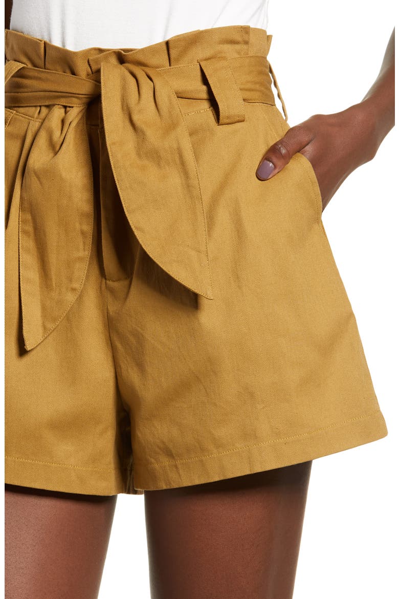 Paperbag Waist Shorts, Alternate, color, CAMEL