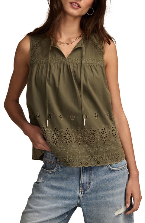 Eyelet Embroidered Cotton Tank