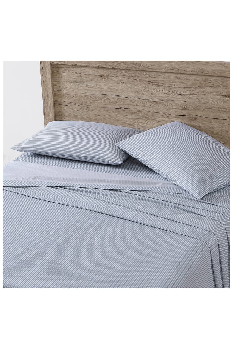 Ticking Stripe 200 Thread Count 100% Cotton Percale Sheet Set, Alternate, color, NAVY
