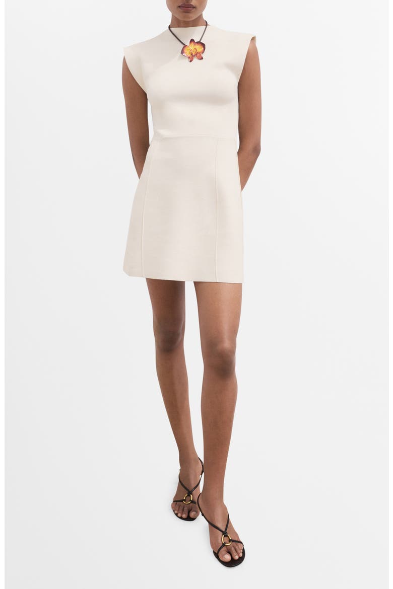 Domino Knit Fit & Flare Minidress, Main, color, LIGHT BEIGE