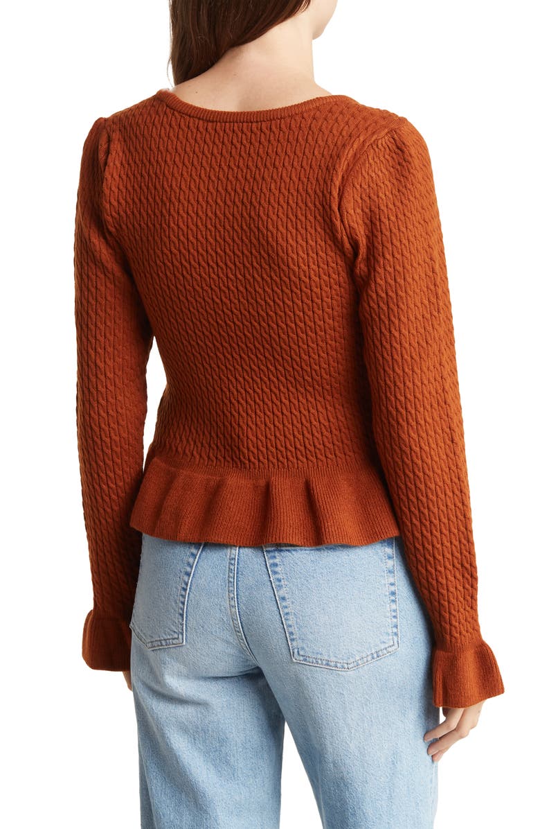 WAYF Square Neck Ruffle Sweater, Alternate, color, 