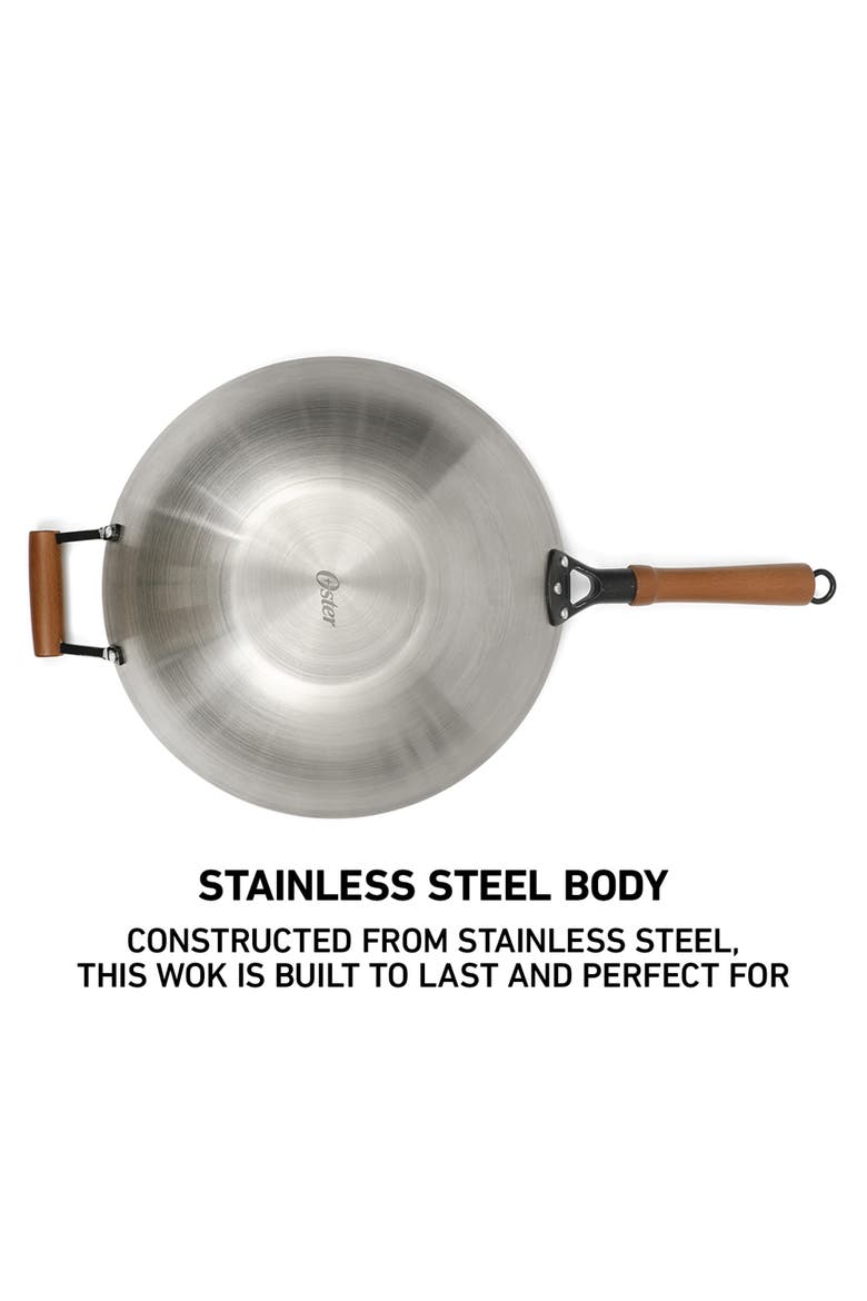 Sangerfield 14 in Stainless Steel Wok with Wood Handles, Alternate, color, Silver
