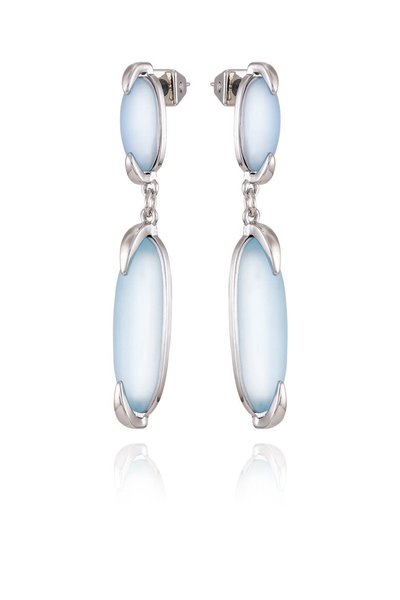 Blue & Green Glass S Silver- Drop Earrings, Main, color, 14K Gold Plated