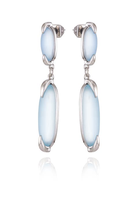 Blue & Green Glass S Silver- Drop Earrings