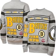 Mitchell & Ness Youth Mitchell & Ness Heather Gray Boston Bruins Allover Print Fleece Crewneck Sweatshirt