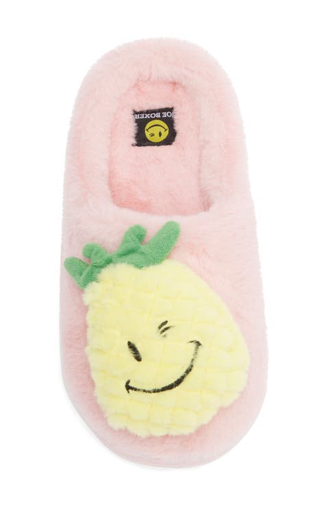 Happy Pineapple Faux Fur Slipper (Women)