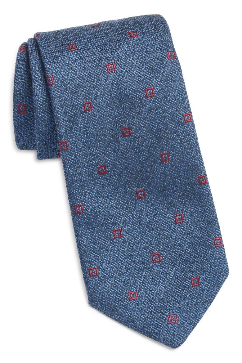 Geometric Cotton, Silk & Wool Tie, Main, color, BLUE