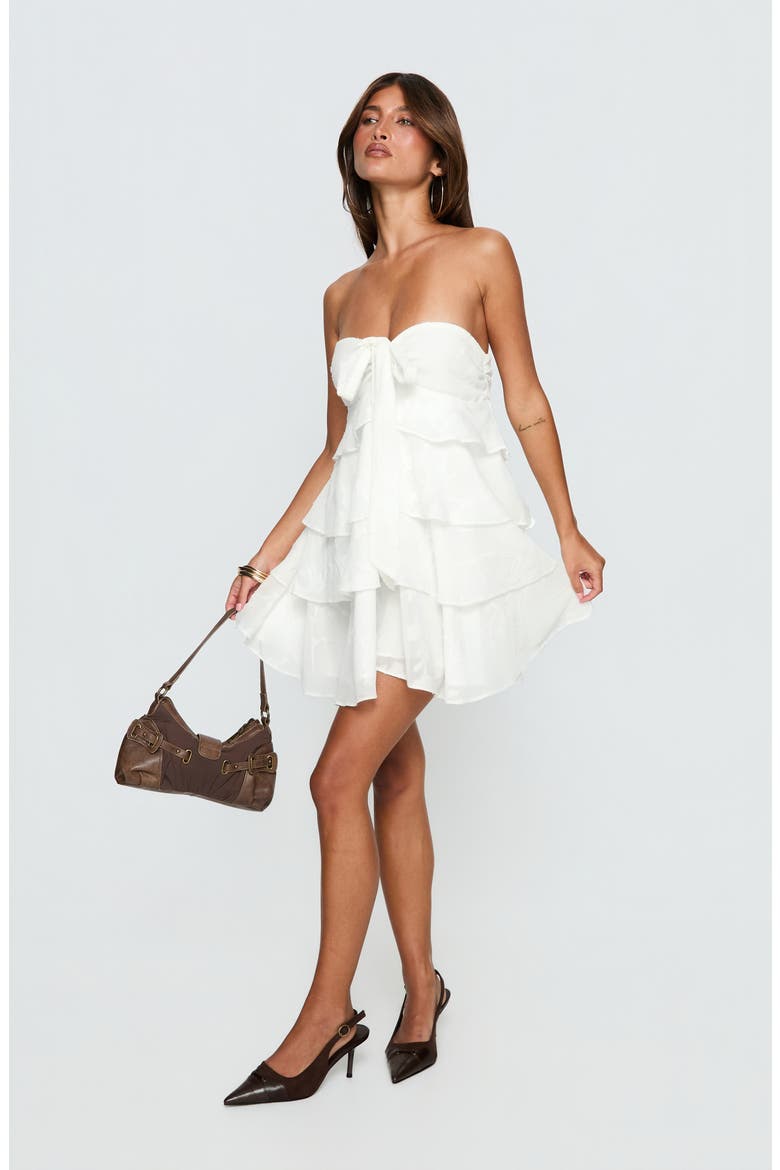 Kalari Strapless Layered Minidress, Alternate, color, WHITE