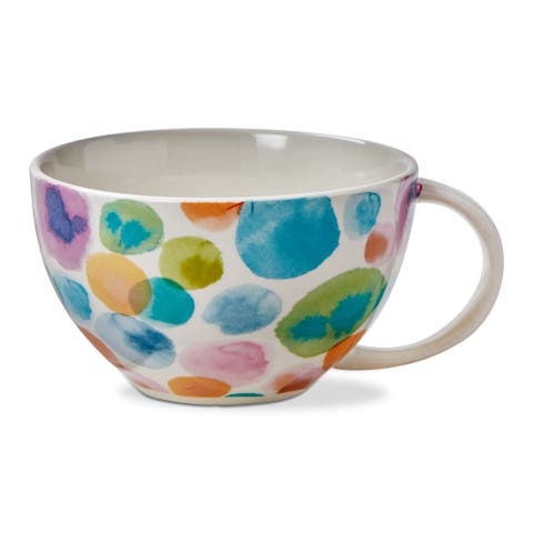 Watercolor Dot Latte Mug Multi Stoneware Everyday