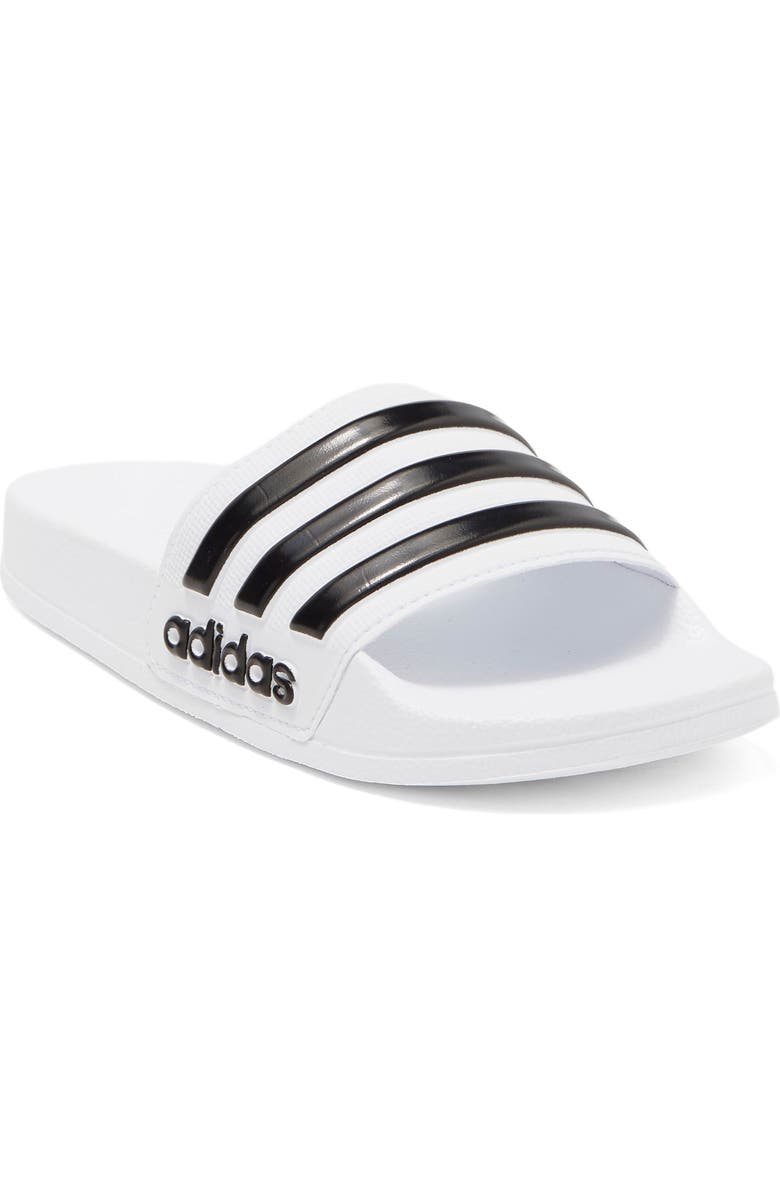 adidas Kids' Adilette Shower Slide Sandal, Main, color, Ftwwht/Cbl