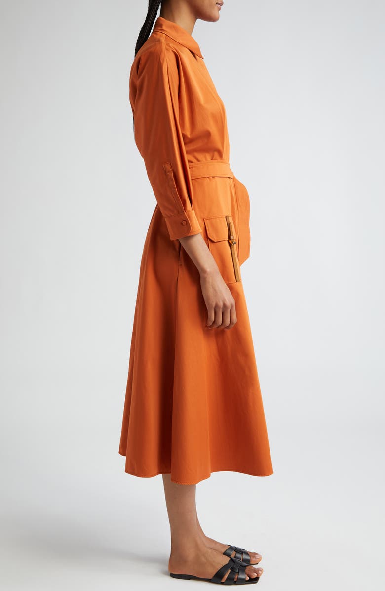 Max Mara Sibari Belt Pocket Detail Cotton Blend Shirtdress, Alternate, color,