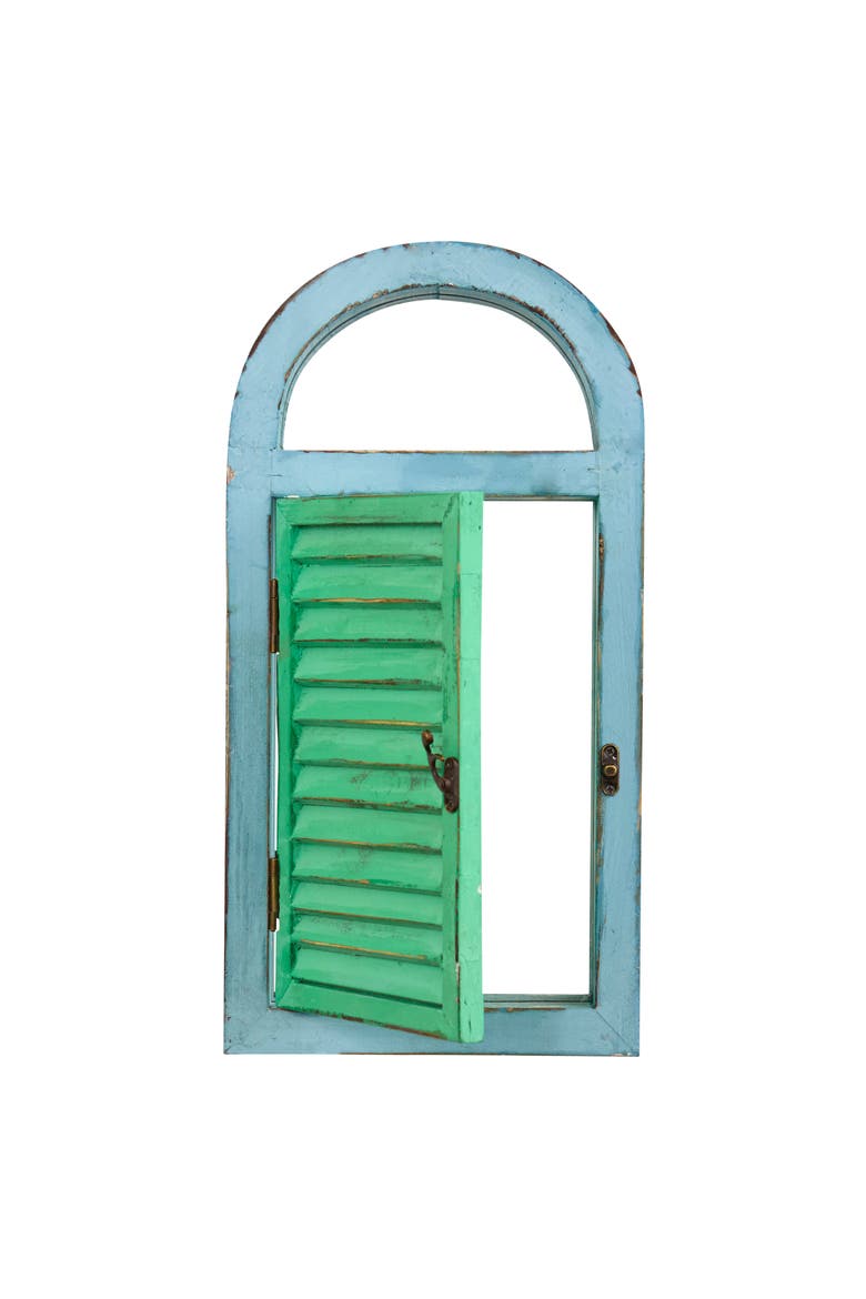 Vintage Window Shutter & Mirror Wall Décor, Main, color, Green/Blue