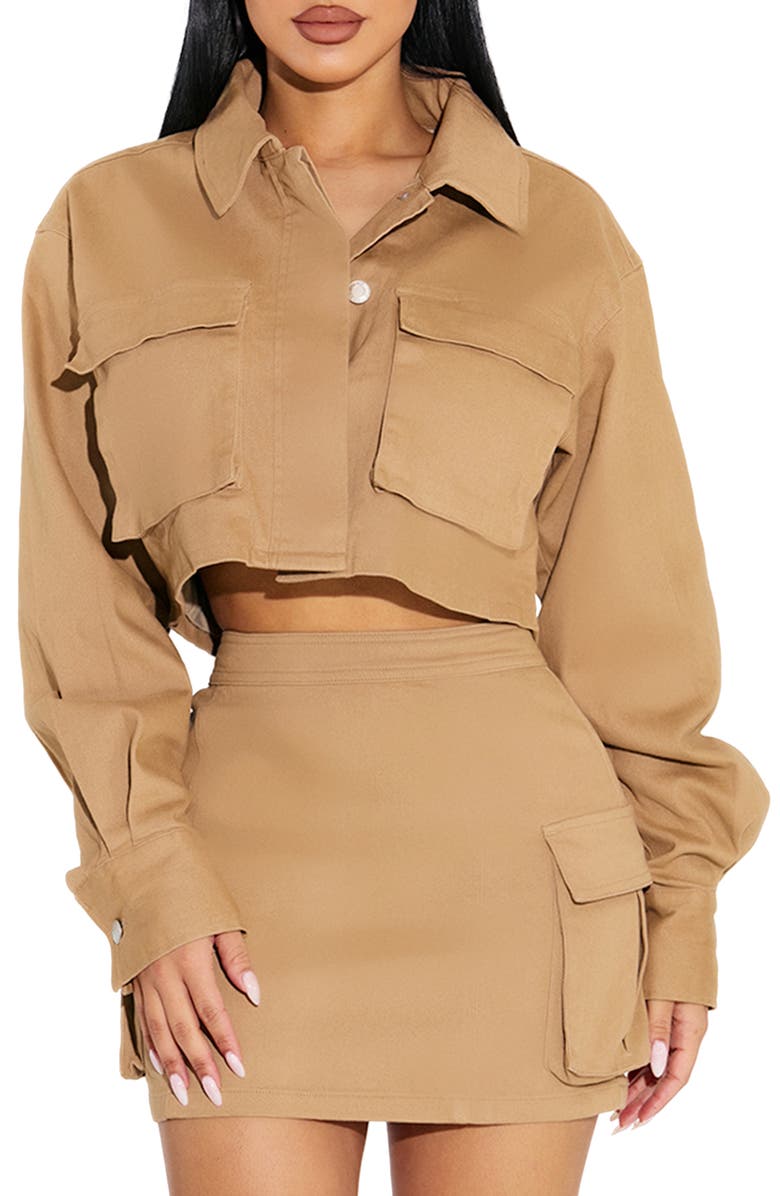 Naked Wardrobe Twill Cargo Miniskirt, Alternate, color, 