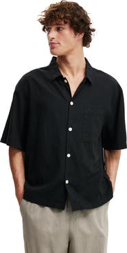 Cotton On Men's Eli Linen Blend Short Sleeve Shirt