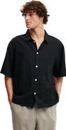 Cotton On Men's Eli Linen Blend Short Sleeve Shirt