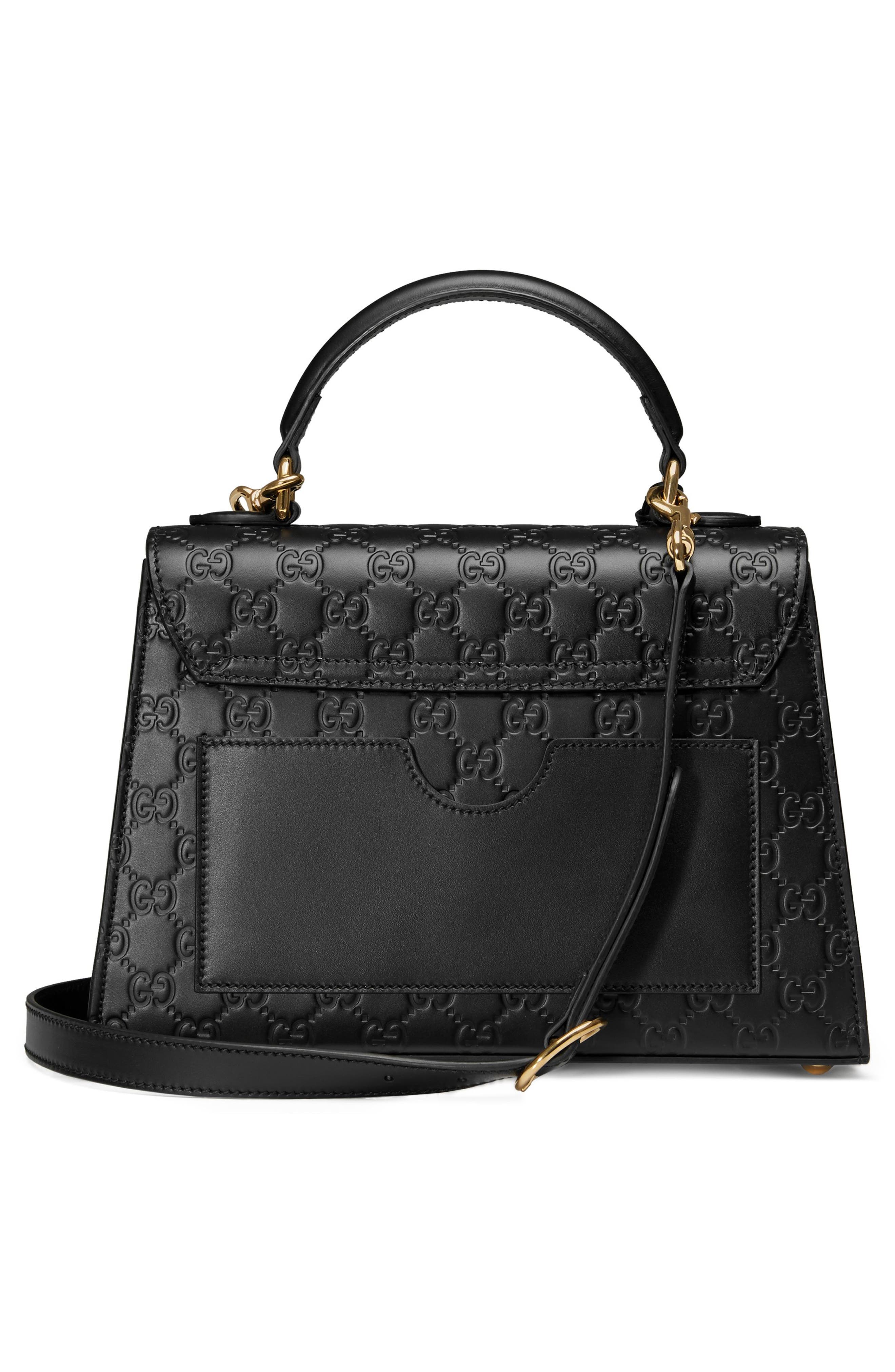 Gucci Small Padlock Top Handle Signature Leather Bag, Alternate, color, 