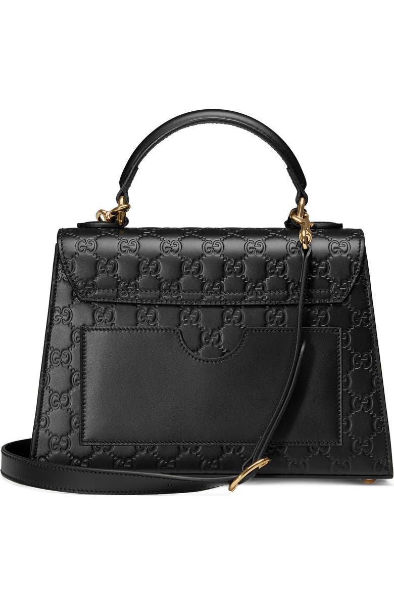 Gucci Small Padlock Top Handle Signature Leather Bag, Alternate, color,