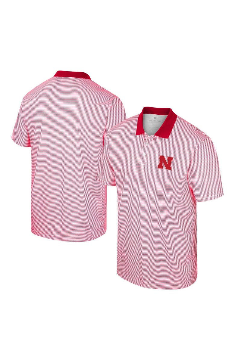 COLOSSEUM Men's Colosseum White/Scarlet Nebraska Huskers Print Stripe Polo, Alternate, color, White
