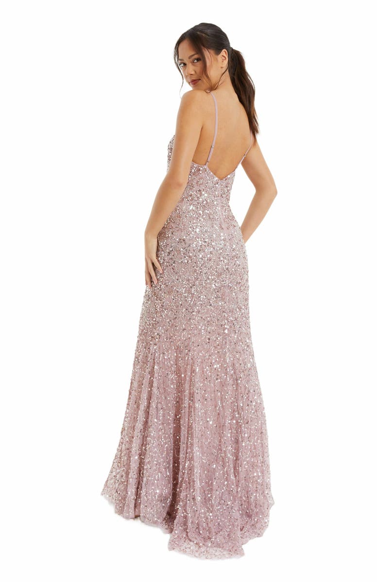QUIZ Sequin Strappy Evening Dress, Alternate, color, 