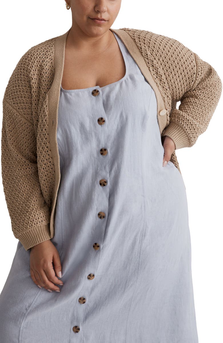 Madewell Open Stitch Cotton Crop Cardigan, Main, color, 