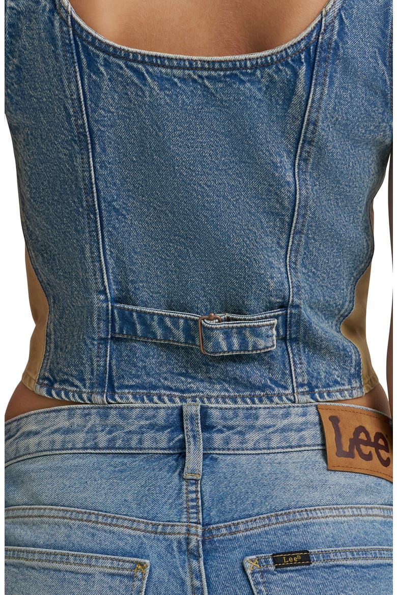Back Belt Denim Tank, Alternate, color, AERIAL VIEW